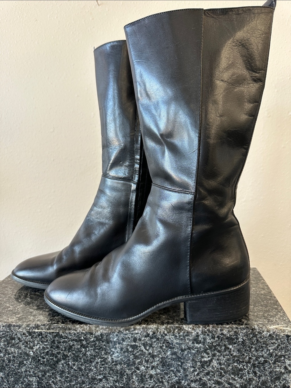 Womens bandolino Black Leather Mid-Calf Boots / half calf